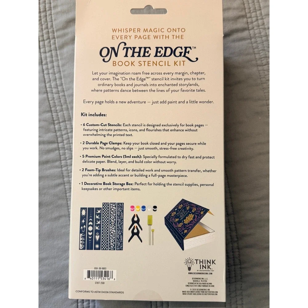 On The Edge Book Stencil‎ Kit DIY Book Edge Painting What A Novel Idea NWT